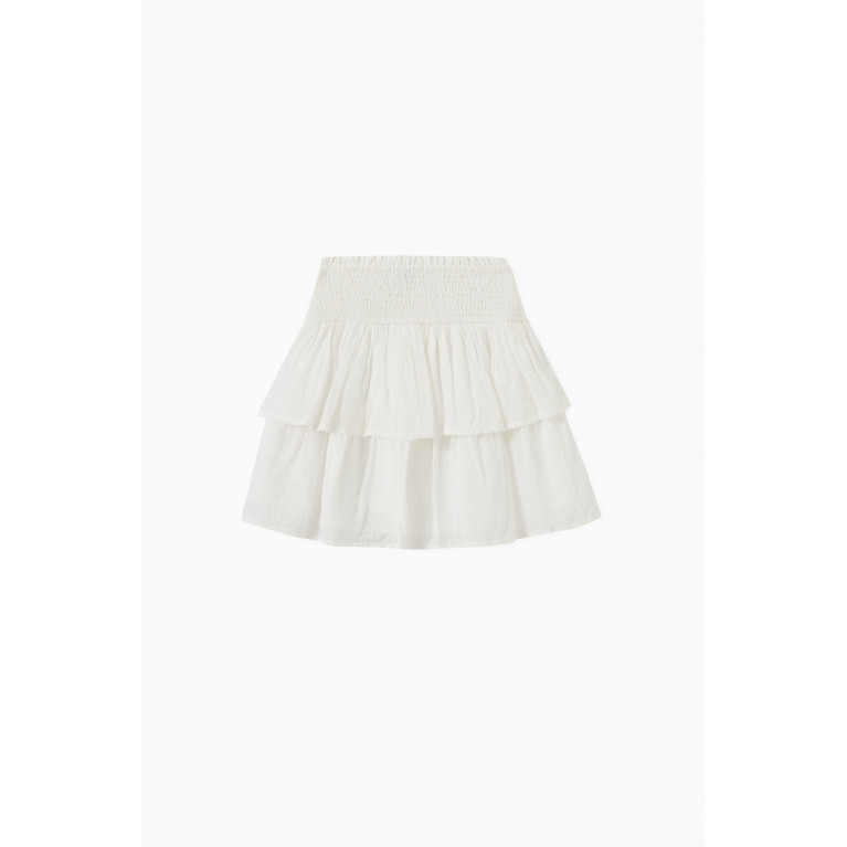 Name It - Smocked Tiered Skirt in Cotton White