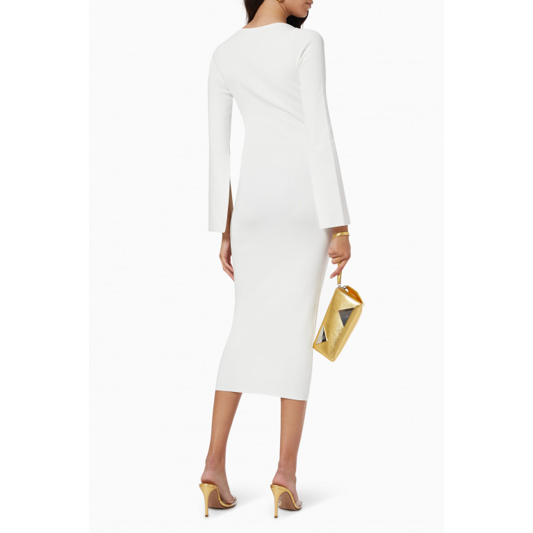 Solace London - Sayen V-Neck Midi Dress White
