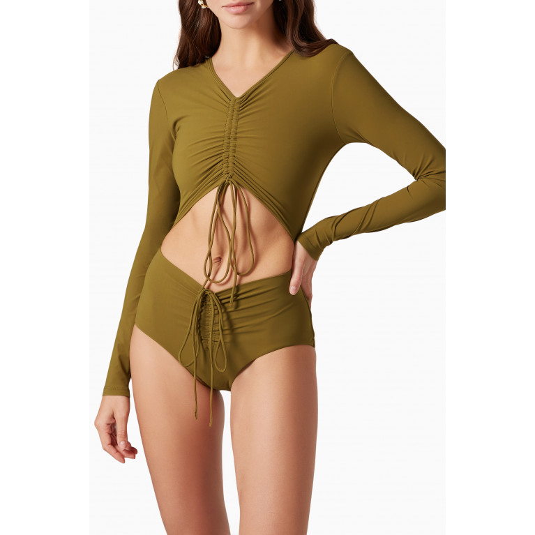 Christopher Esber - Ruched Disconnect Long Sleeve One Piece Swimsuit