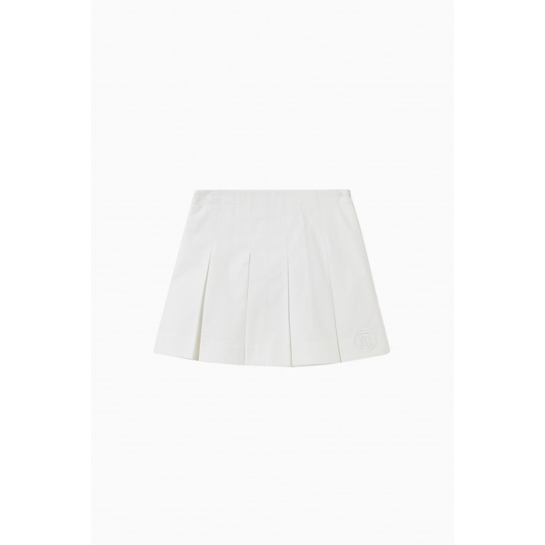 Burberry - Gaya Monogram Motif Pleated Skirt in Cotton Twill