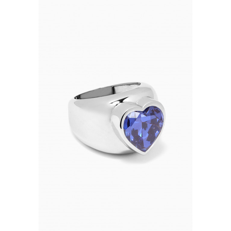 Kamushki - I Have a Big Heart Ring in Sterling Silver Blue