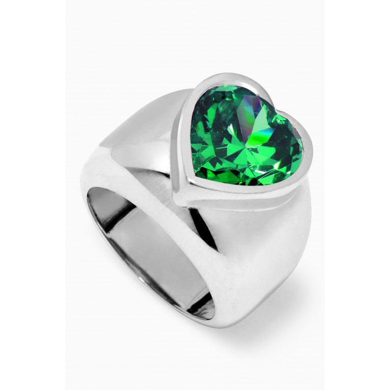 Kamushki - I Have a Big Heart Ring in Sterling Silver Green