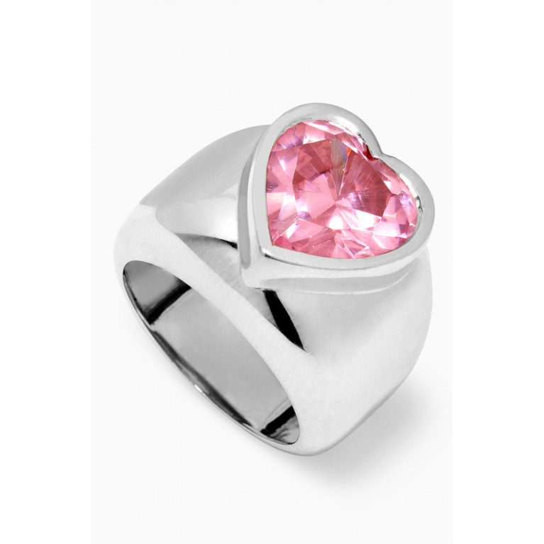 Kamushki - I Have a Big Heart Ring in Sterling Silver Pink