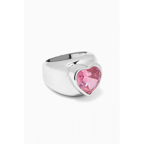 Kamushki - I Have a Big Heart Ring in Sterling Silver Pink