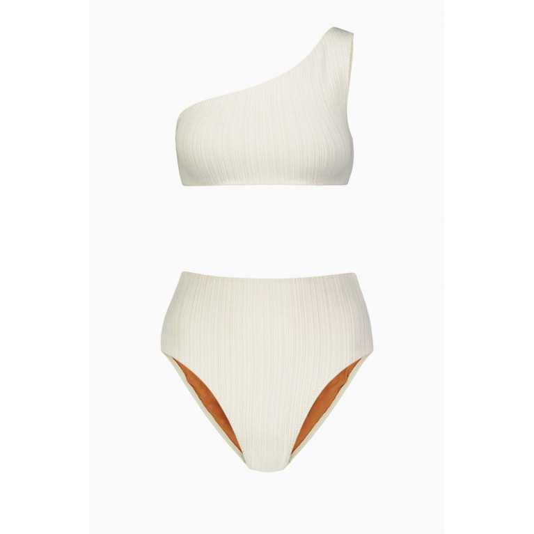 Matthew Bruch - Carolyn High Waist Bikini Set in Ribbed Nylon