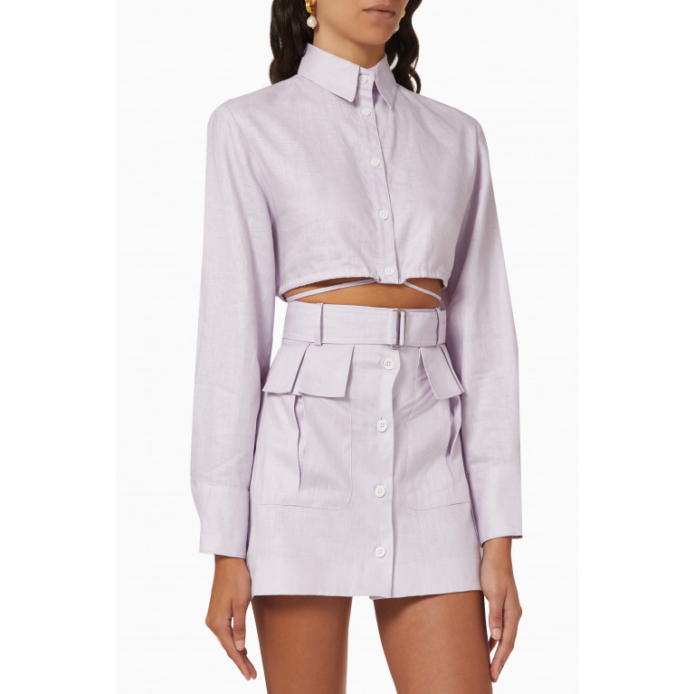 Matthew Bruch - Cropped Button-up Top in Linen