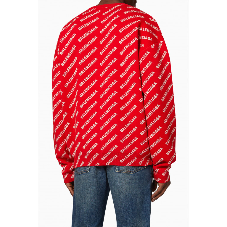 Balenciaga - Mini All-over Logo Sweater in Cotton & Virgin Wool Knit