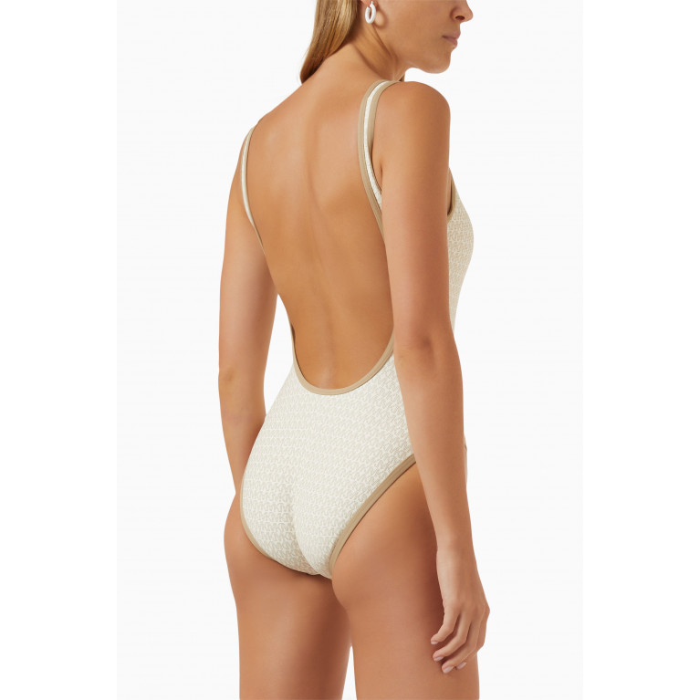 MICHAEL KORS - All-over Logo Scoopback Swimsuit in Stretch Nylon