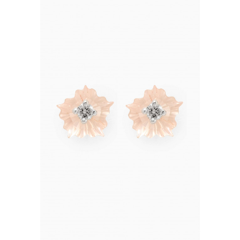 Baby Fitaihi - Flower Diamond Earrings in 18kt White Gold