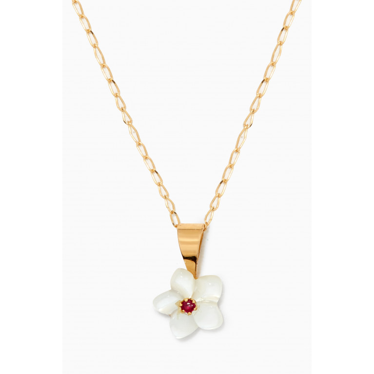 Baby Fitaihi - Flower Pendant Necklace in 18kt Yellow Gold