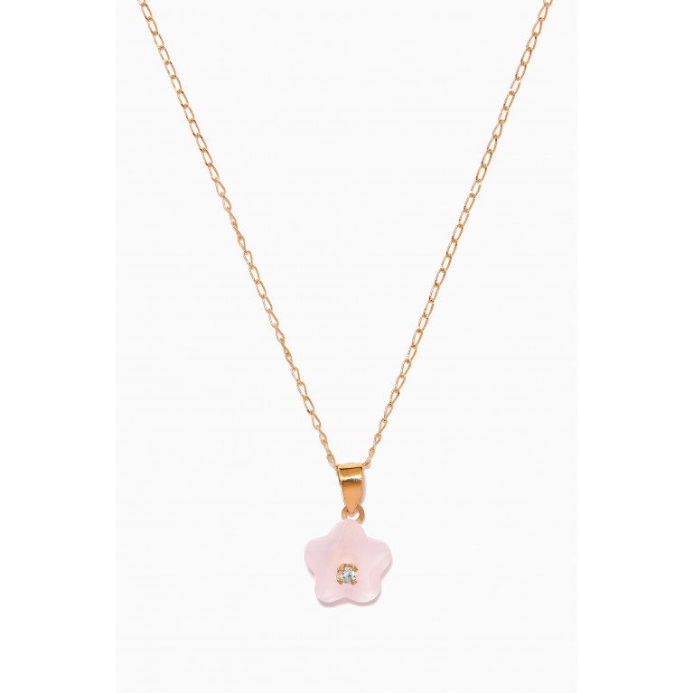 Baby Fitaihi - Flower Pendant Diamond Necklace in 18kt Yellow Gold