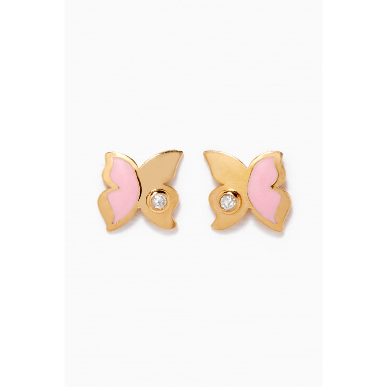 Baby Fitaihi - Butterfly Diamond Stud Earrings in 18kt Yellow Gold