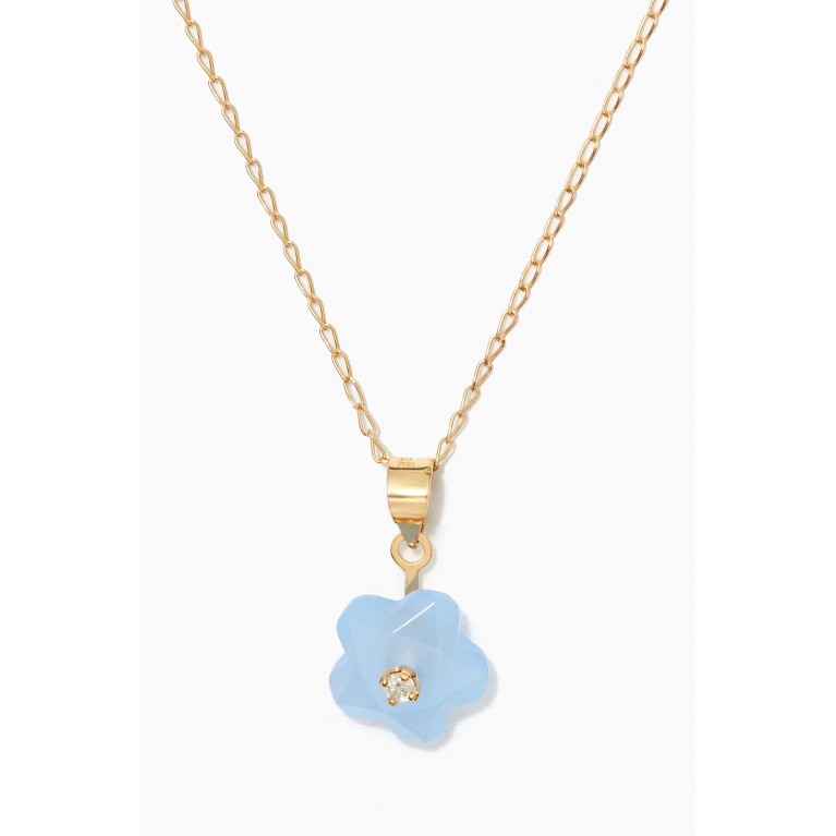 Baby Fitaihi - Floral Chalcedony & Diamond Necklace in 18kt Yellow Gold