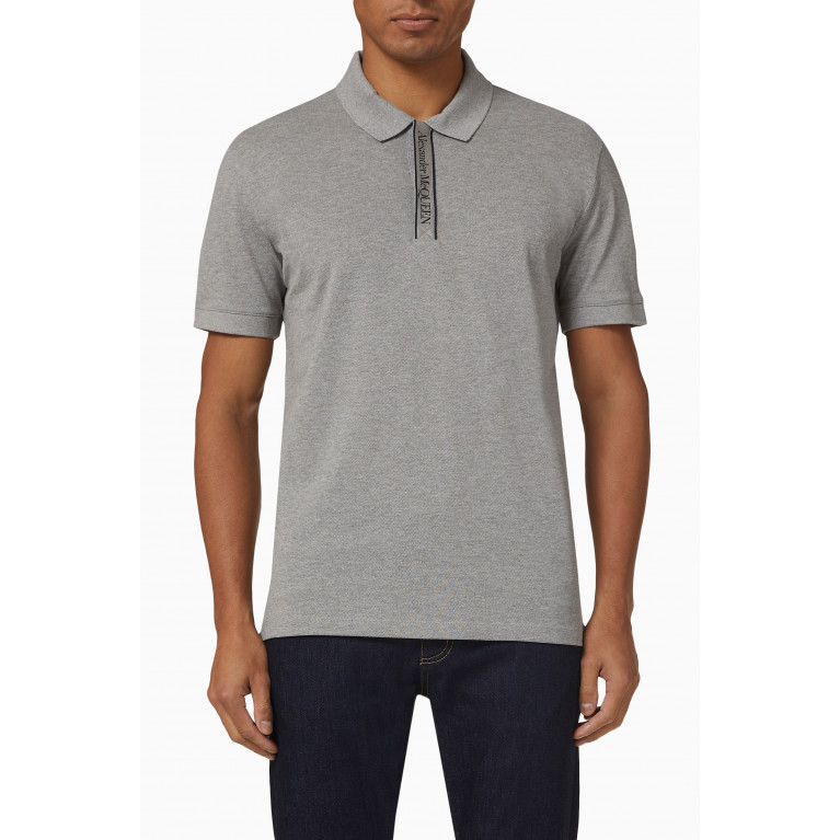 Alexander McQueen - Selvedge Logo Tape Polo Shirt in Cotton Piqué