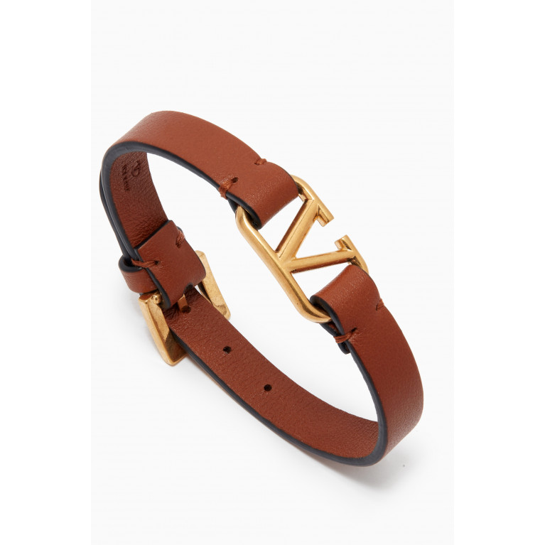 Valentino - Valentino Garavani VLOGO Bracelet in Leather Brown