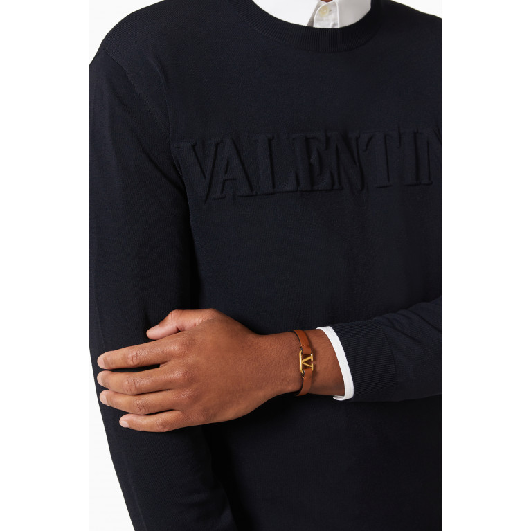 Valentino - Valentino Garavani VLOGO Bracelet in Leather Brown
