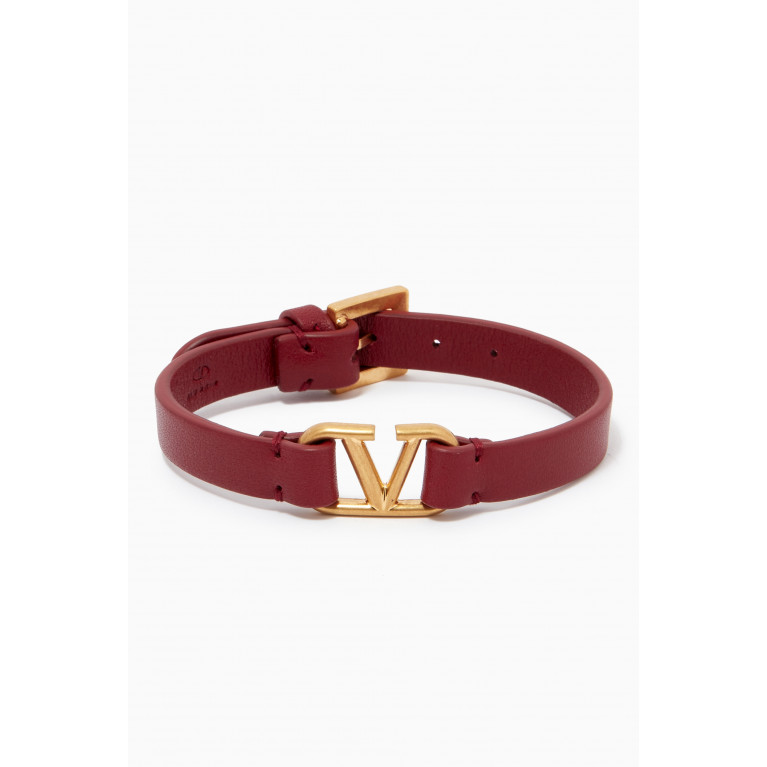Valentino - Valentino Garavani VLOGO Bracelet in Leather Red
