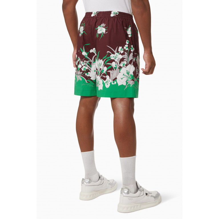 Valentino - Floral Print Bermuda Shorts in Cotton Poplin