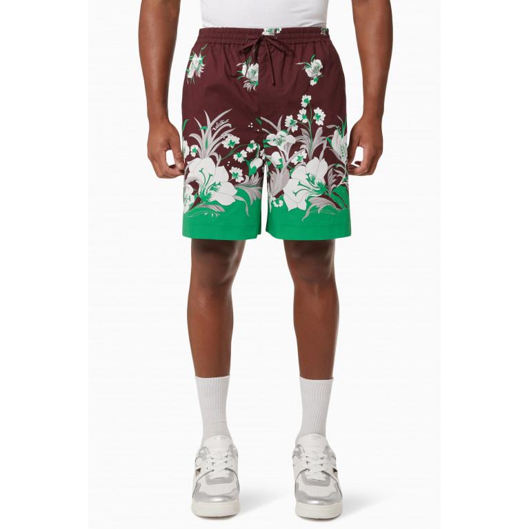 Valentino - Floral Print Bermuda Shorts in Cotton Poplin