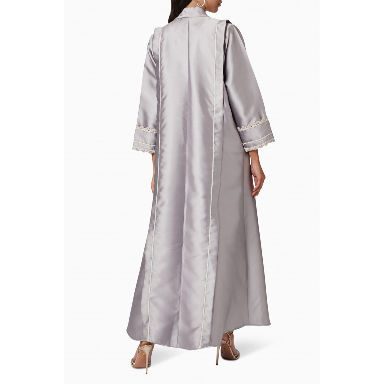 Pearl Haute Couture - Long Sleeve Lace Trim Abaya