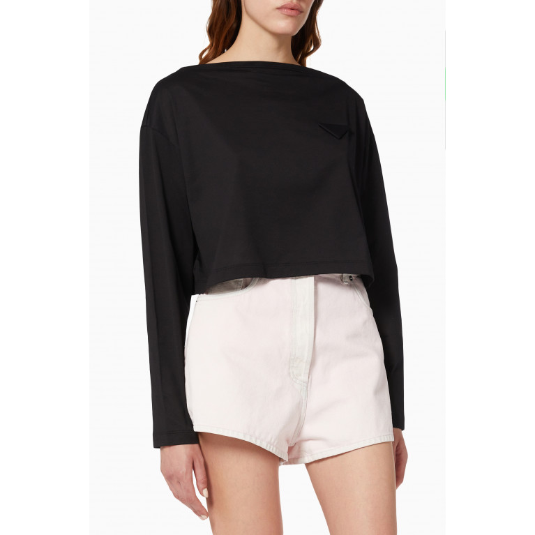 Prada - Lace Boxy Crop Top in Jersey