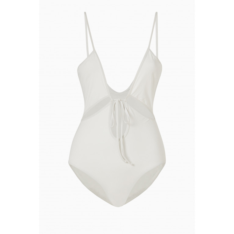 Christopher Esber - Angliase Tie Front One Piece Swimsuit White