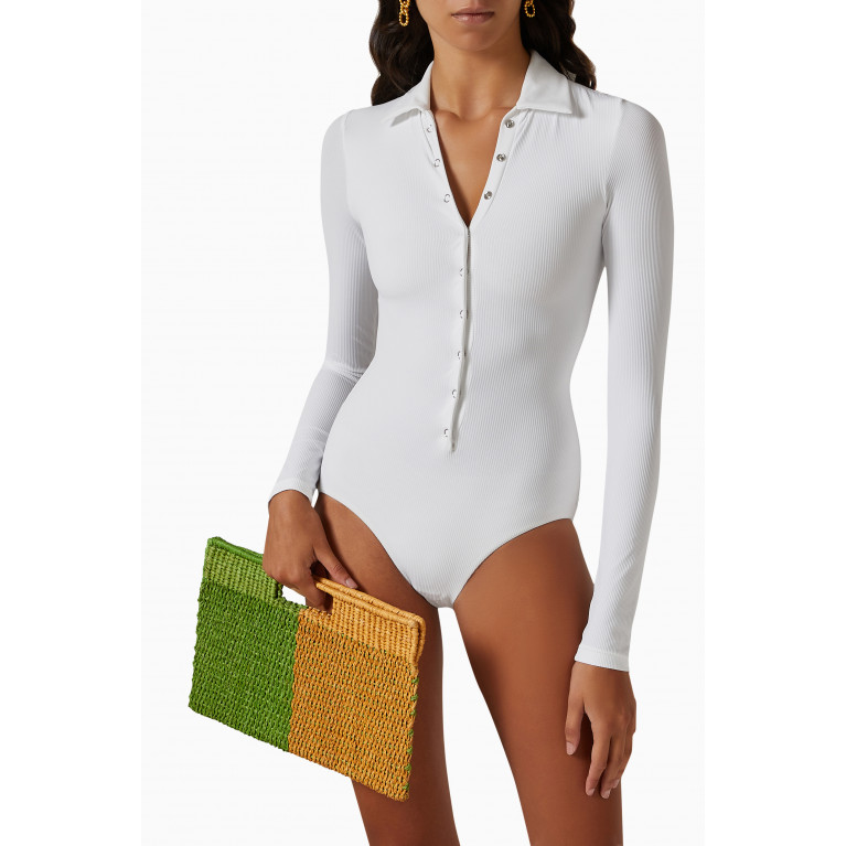 Christopher Esber - Ryder Collared One Piece Swimsuit White