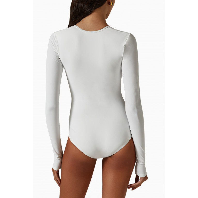 Christopher Esber - Bertoia Long Sleeve Ruched One Piece Swimsuit White