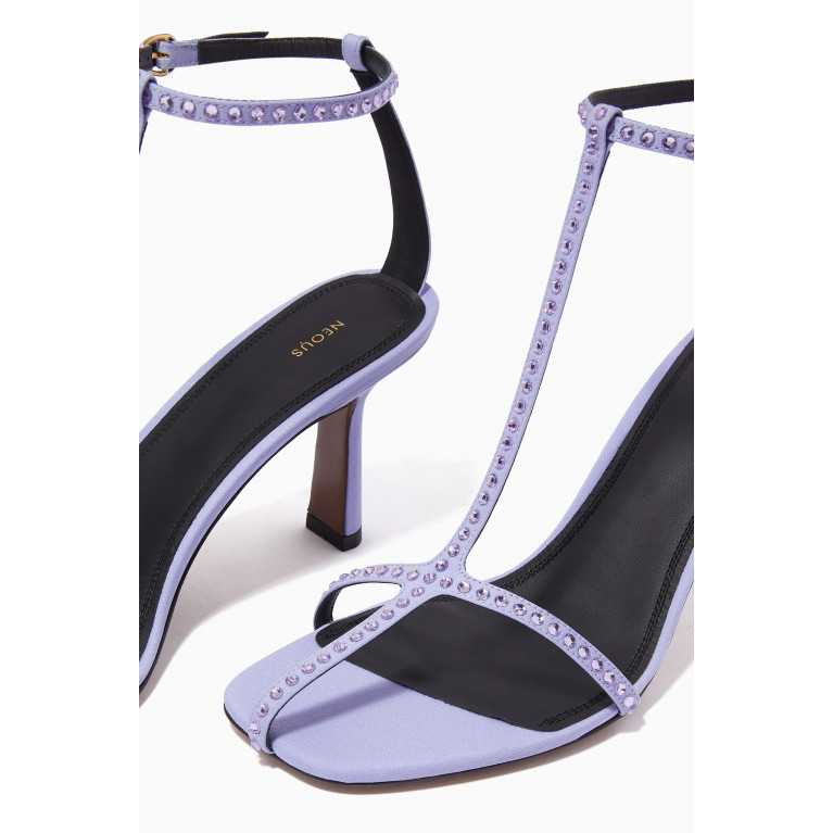 Neous - Jumel Crystal T-bar Sandals in Silk & Leather