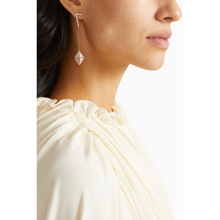 Butani - Tetra Tilt Drop Mother of Pearl Earrings in 18kt Rose Gold