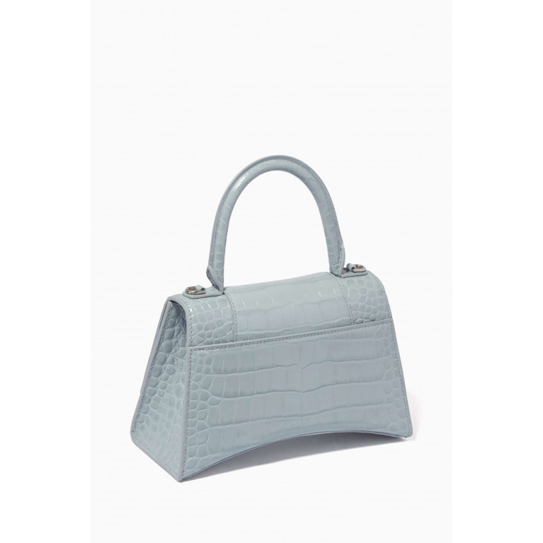 Balenciaga - Hourglass Small Top Handle Bag in Shiny Croc-embossed Calfskin