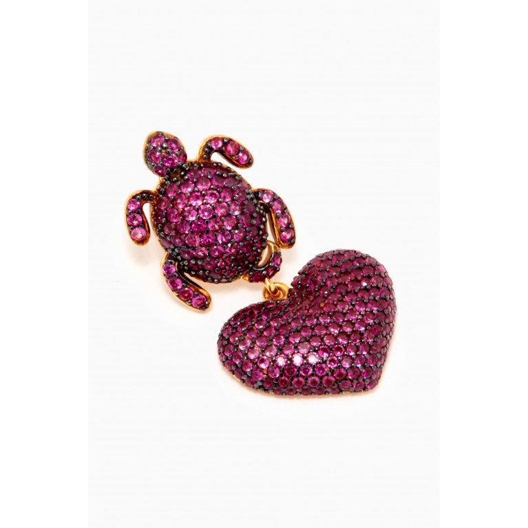 Begum Khan - Mini Turtle Mon Amour Earrings in 24kt Gold-plated Bronze