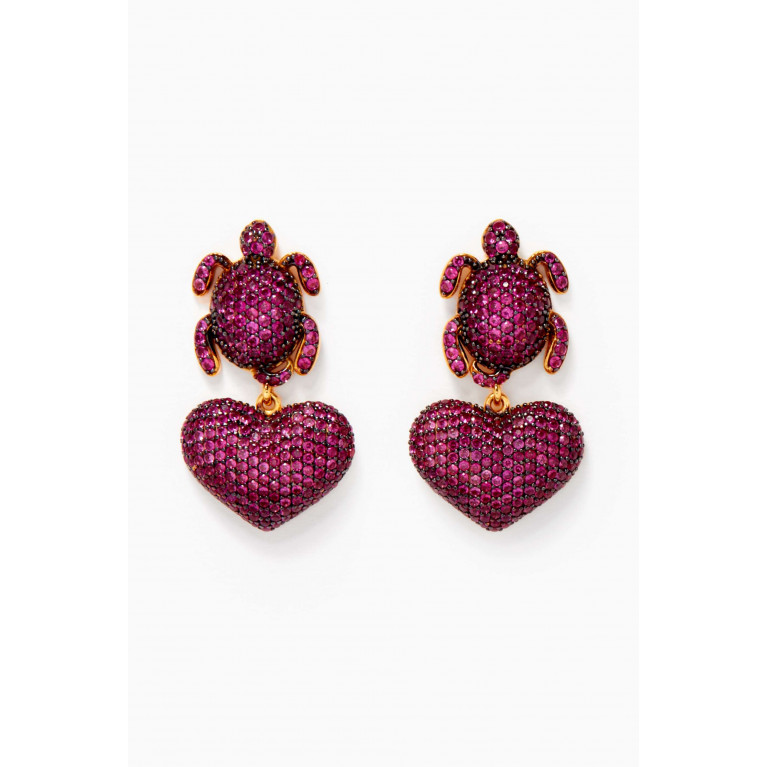 Begum Khan - Mini Turtle Mon Amour Earrings in 24kt Gold-plated Bronze