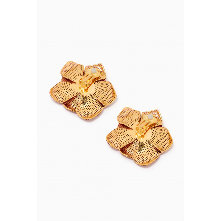Begum Khan - La Rosa Clip Earrings in 24kt Gold-plated Bronze Yellow