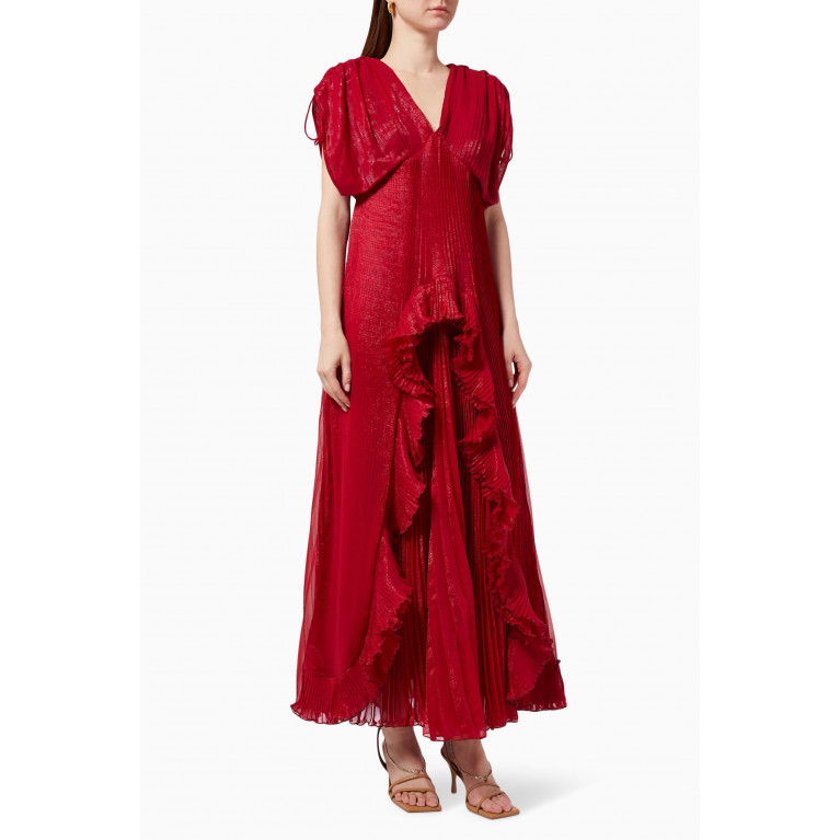 NASS - Pleated Ruffle Layer Gown Burgundy