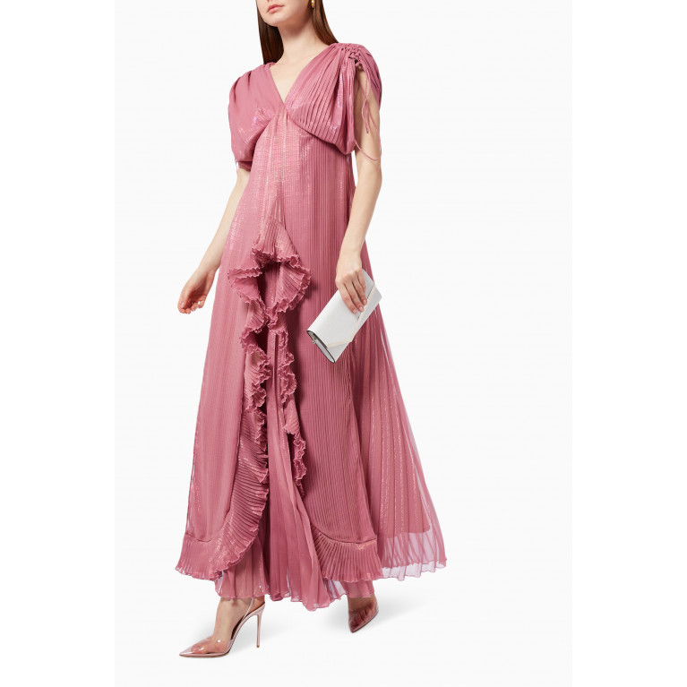 NASS - Pleated Ruffle Layer Gown Pink