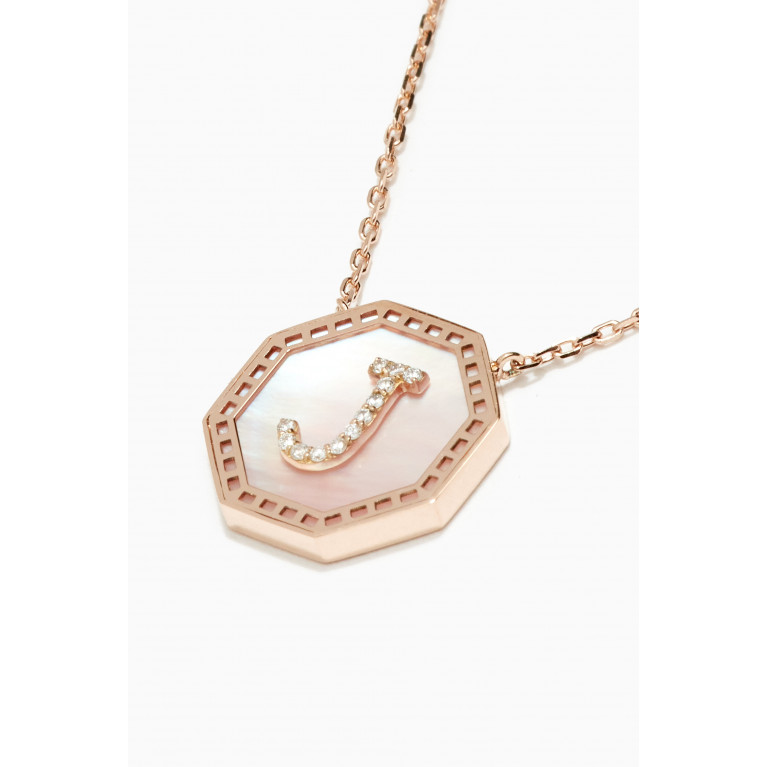 Samra - Harf Turath Letter Necklace with Diamonds in 18kt Rose Gold