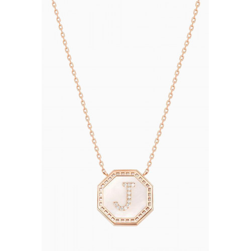 Samra - Harf Turath Letter Necklace with Diamonds in 18kt Rose Gold