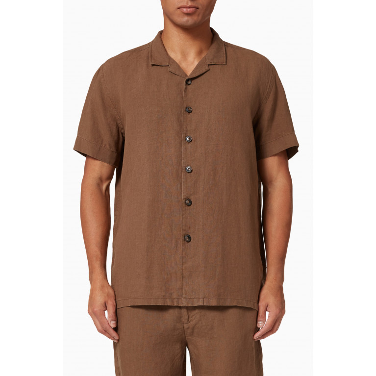 NASS - Florence Hawaii Shirt in Linen Brown