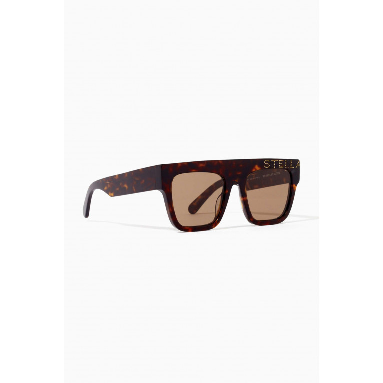 Stella McCartney - Geometric Square Sunglasses in Acetate Brown
