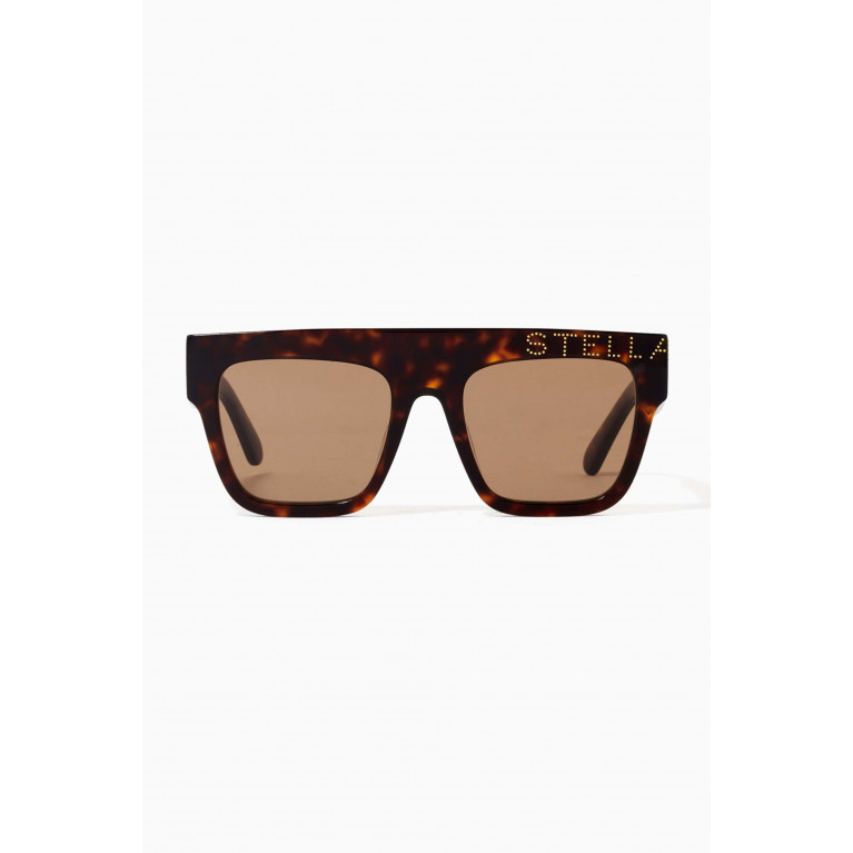 Stella McCartney - Geometric Square Sunglasses in Acetate Brown