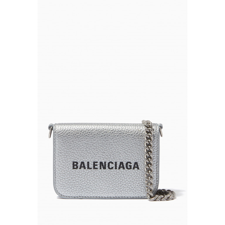 Balenciaga - Cash Mini Wallet on Chain in Metallic Calfskin