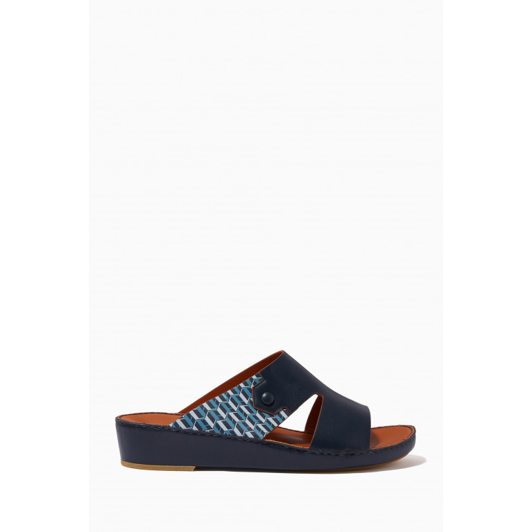 Private Collection - Laterale Grafetta Sandals in Monogram Softcalf Blue