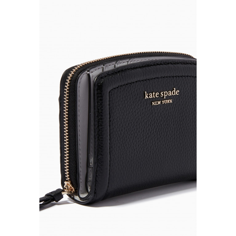 Kate Spade New York - Knott Small Compact Wallet in Pebbled Leather Black