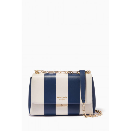 Kate Spade New York - Carlyle Striped Medium Bag in Leather Blue