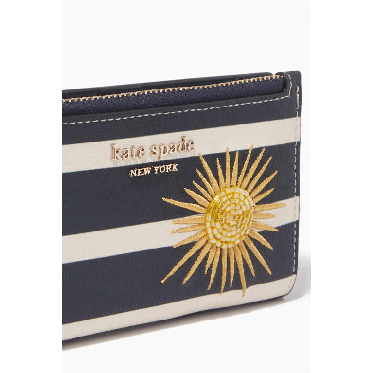 Kate Spade New York - Sunkiss Embellished Slim Bifold Wallet in Striped PVC