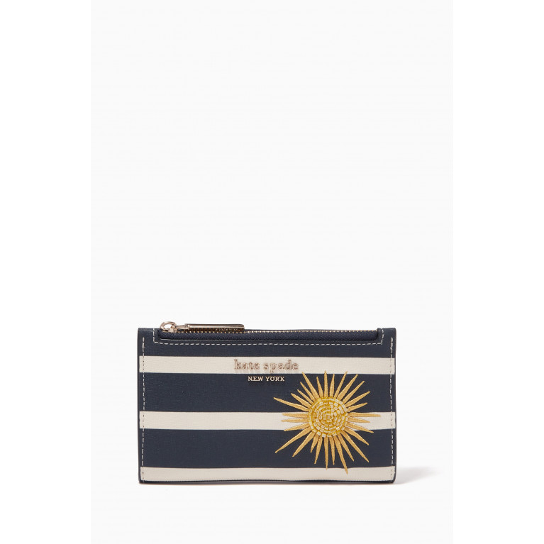 Kate Spade New York - Sunkiss Embellished Slim Bifold Wallet in Striped PVC