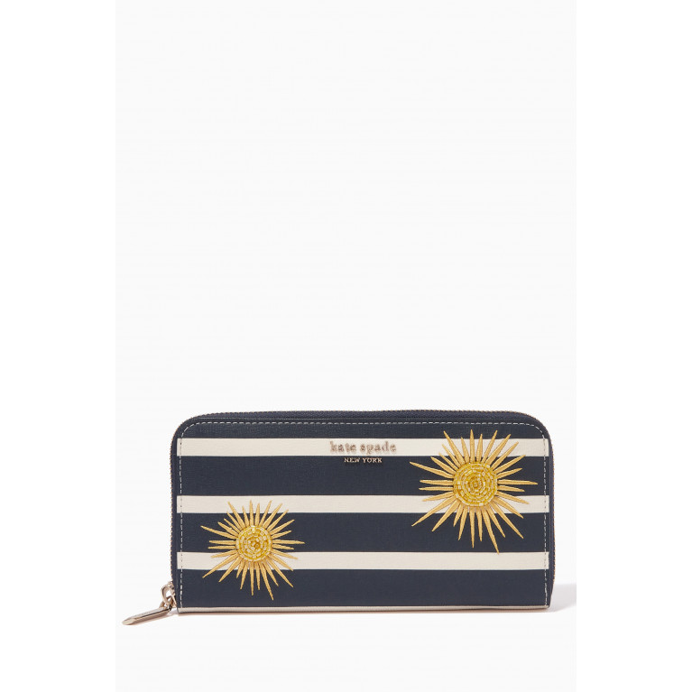 Kate Spade New York - Sunkiss Embellished Zip Wallet in Striped PVC