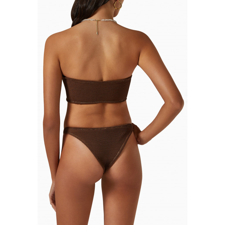 Reina Olga - Ausilia Scrunch Bikini Set in Crinkle Nylon Brown