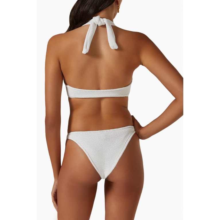 Reina Olga - Pilou Scrunch Bikini Set in Stretch Crinkle Nylon White